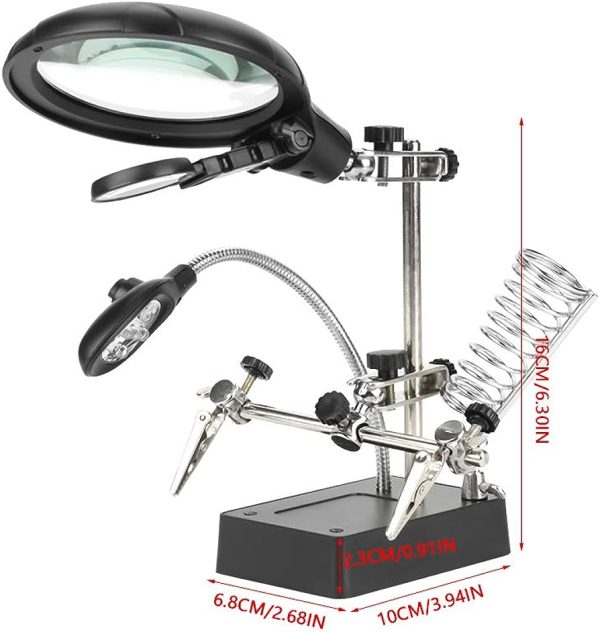 Helping Hand Magnifier 5-LED Light with Soldering Stand TE-800 (High Quality) - Image 5