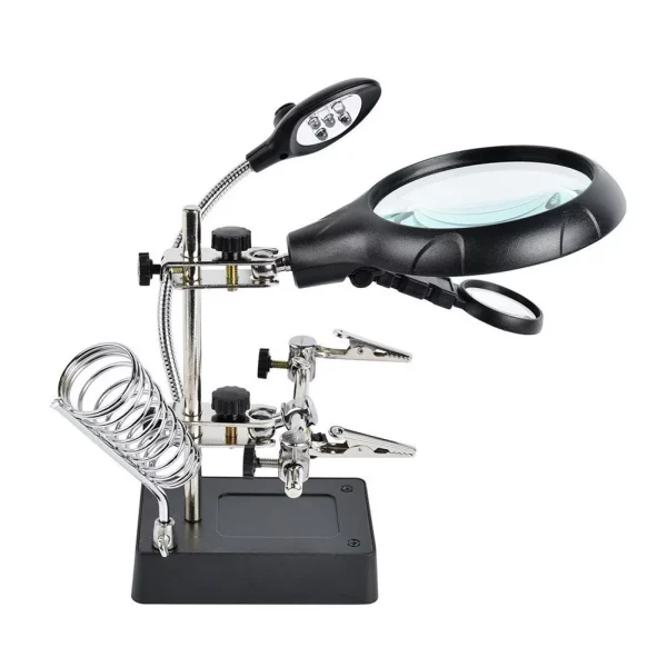 Helping Hand Magnifier 5-LED Light with Soldering Stand TE-800 (High Quality) - Image 3